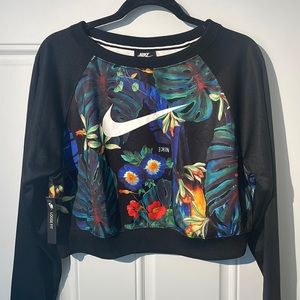 NIKE Tropical Print Cropped Sweatshirt